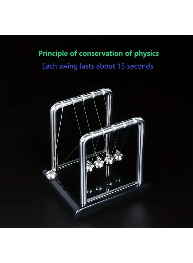 Black Newton Cradle Metal Ball Physics Science Toy Educational Desktop Decor - Image 3